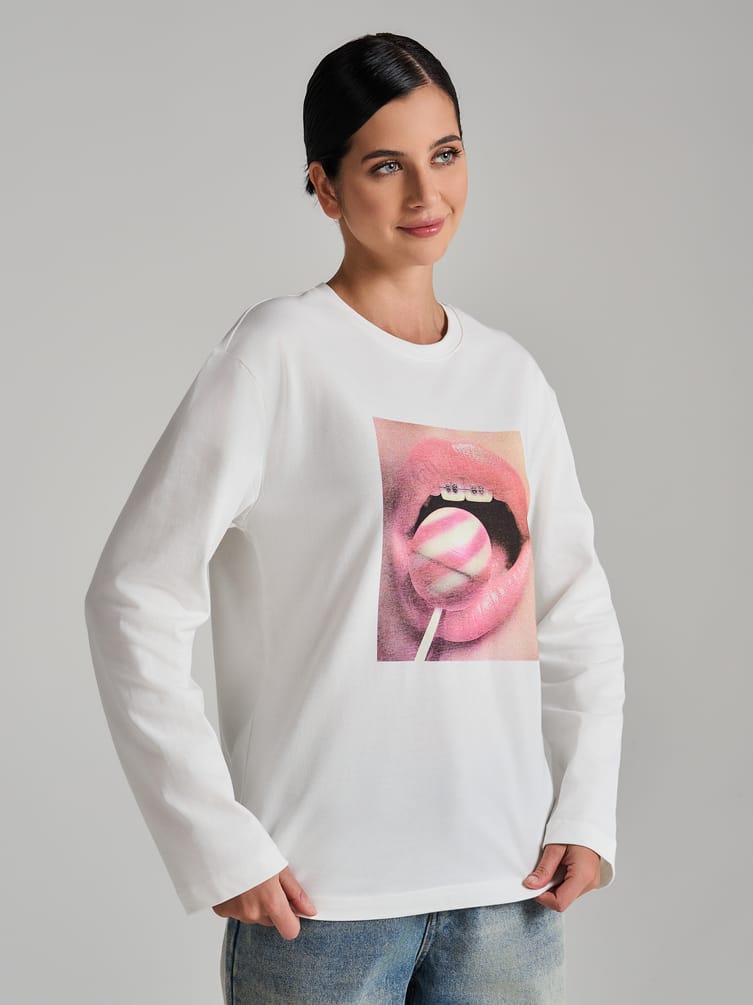 Лонгслив оверсайз с принтом