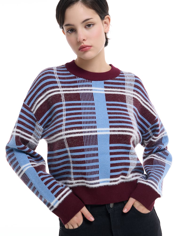 Джемпер трикотажный в клетку