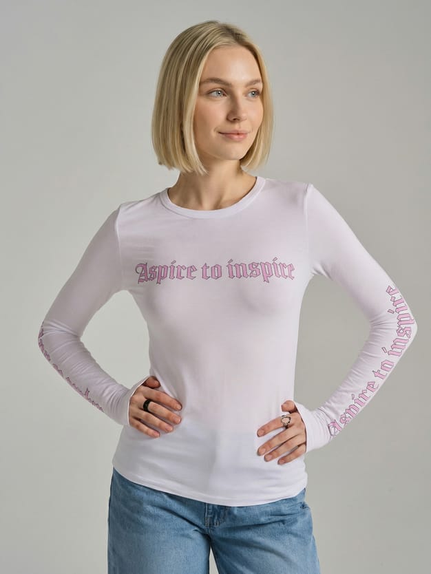 Лонгслив облегающий с надписью