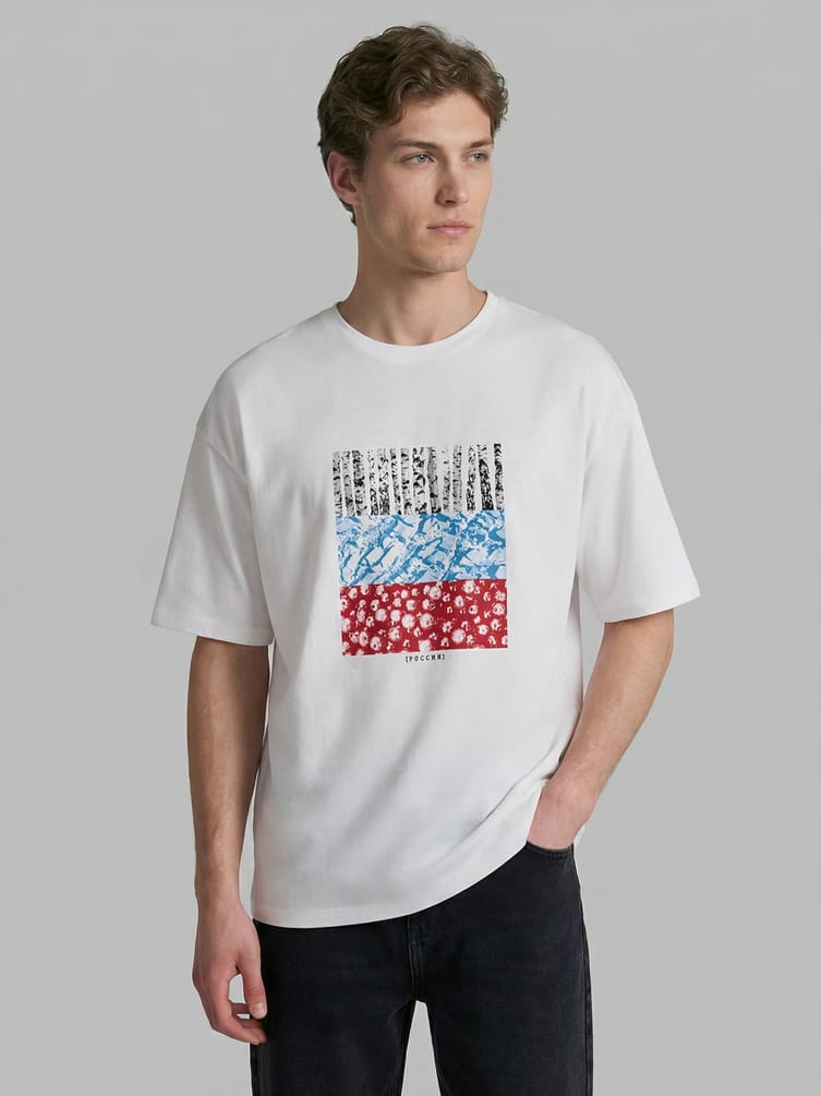 Футболка оверсайз с принтом Russian Vibes