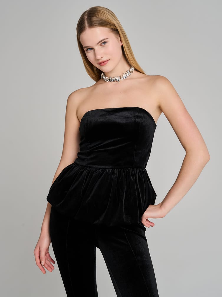 Корсет бархатный нарядный с баской