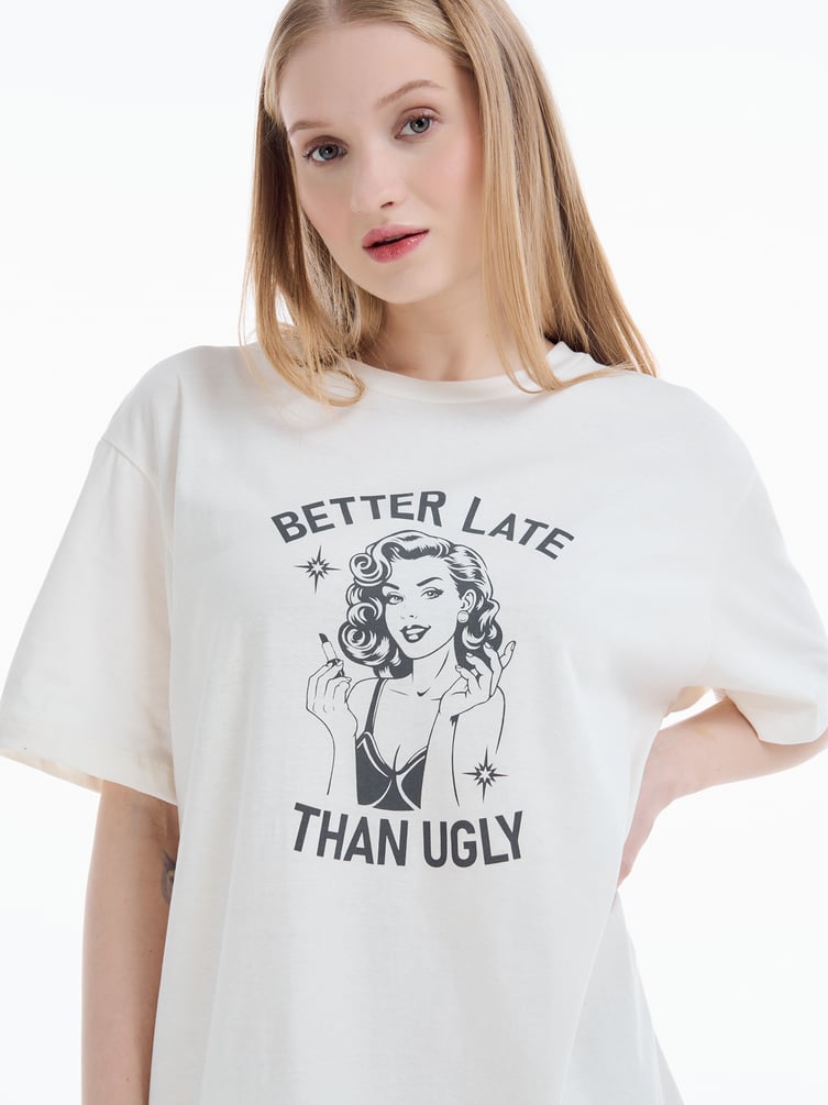 Хлопковая ночная сорочка с принтом