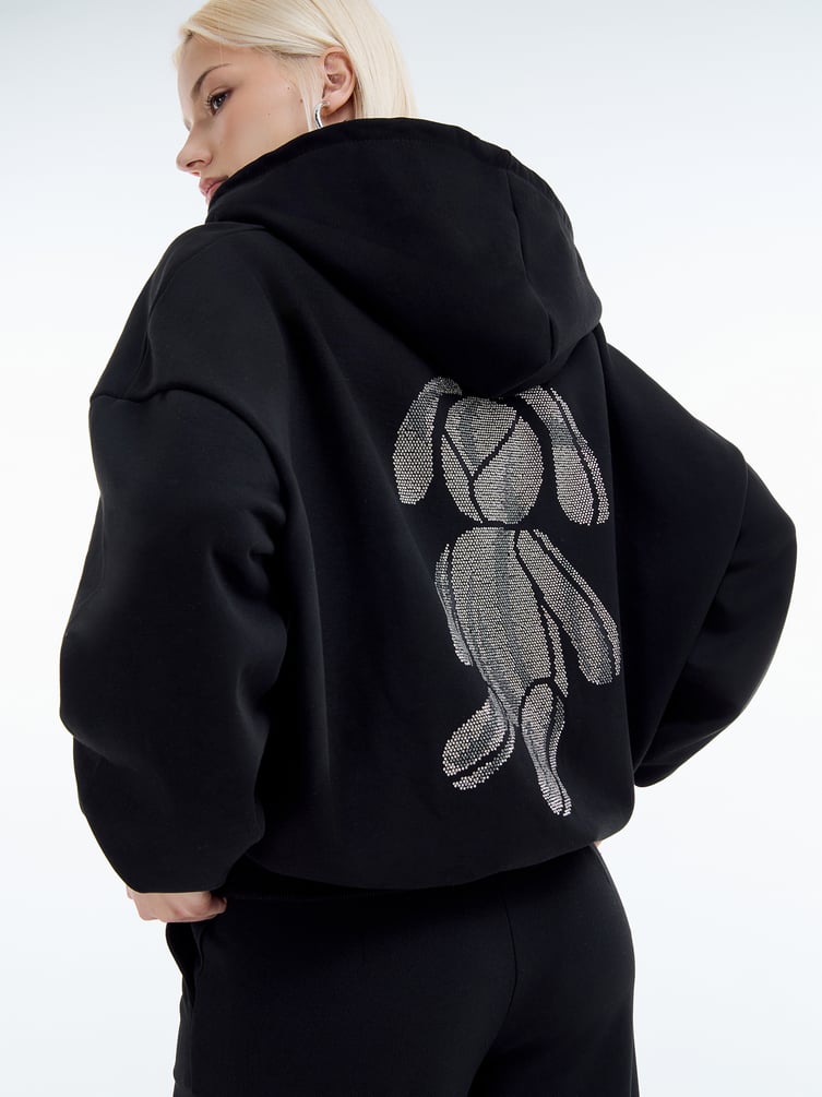 Zip hoodie с принтом стразами на спине