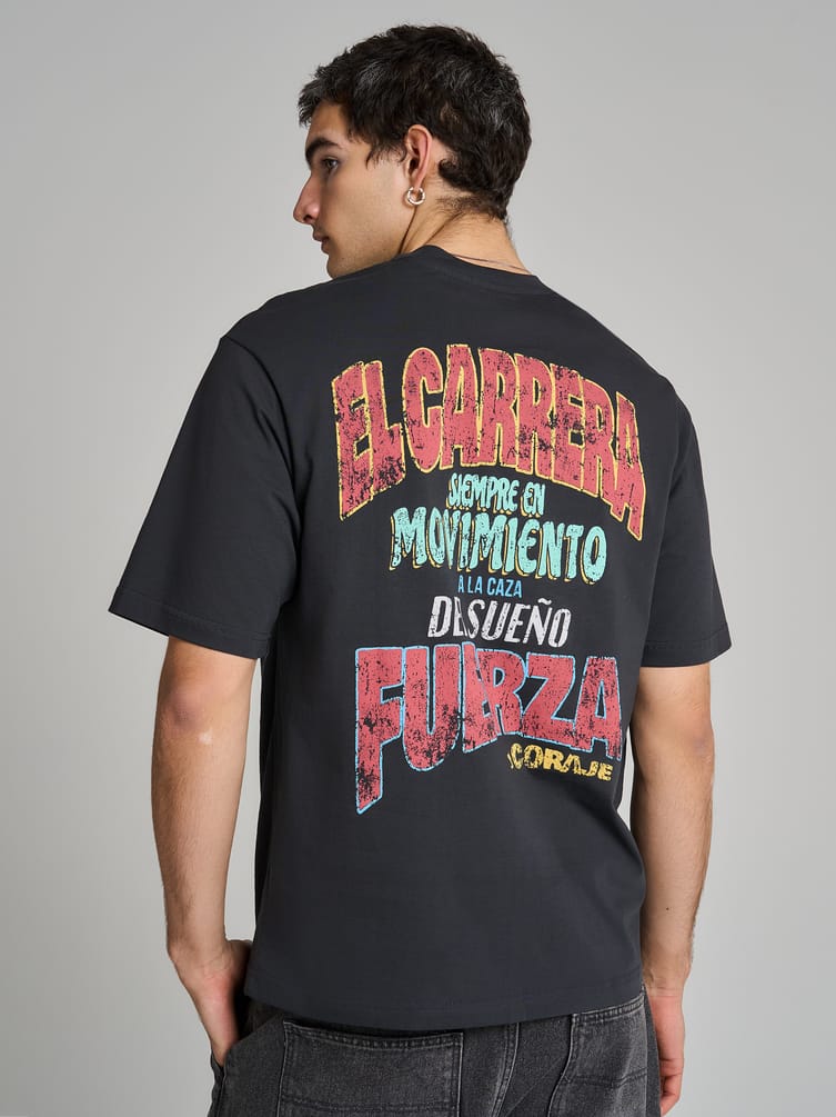 Футболка из хлопка с принтом на спине