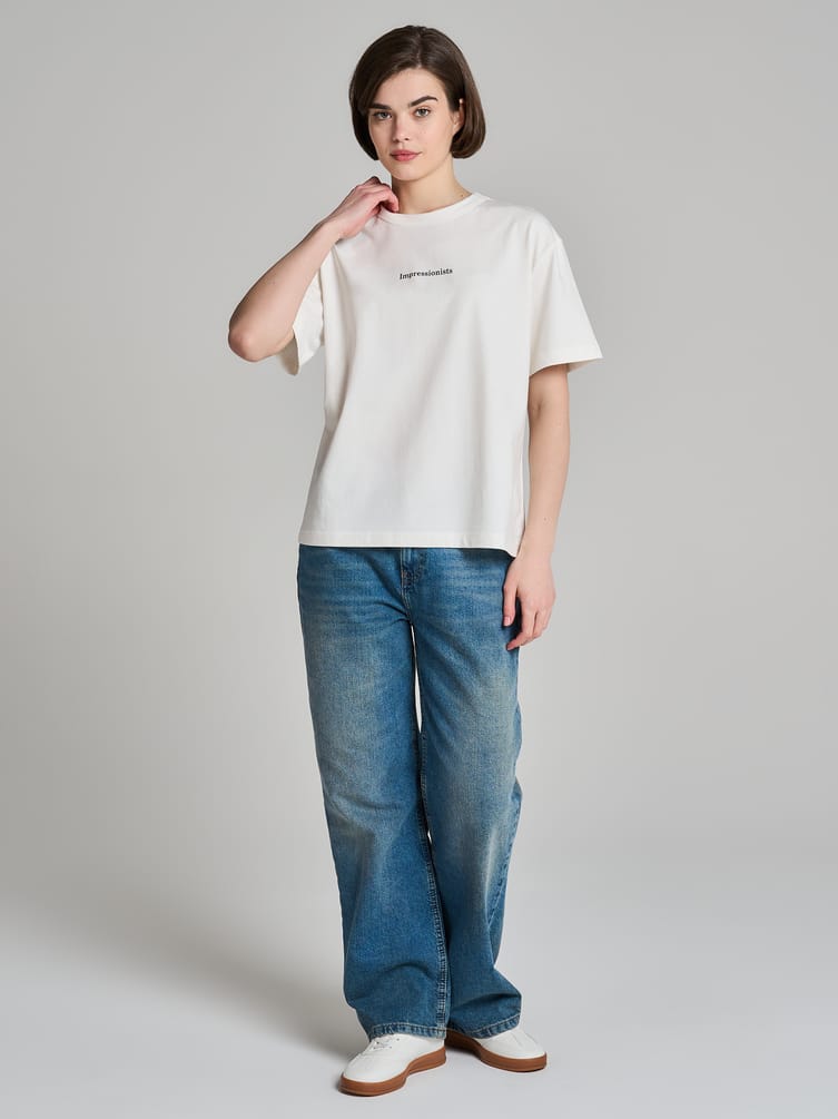 Футболка из хлопка с принтом на спине