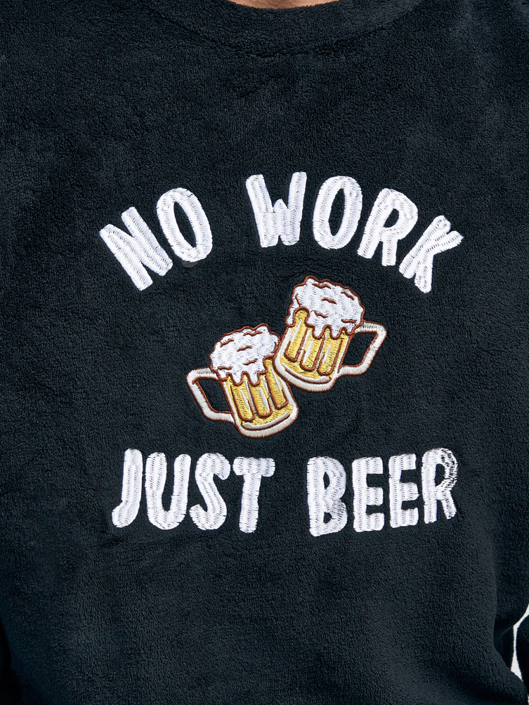 Плюшевая зимняя пижама с вышивкой пива No Work Just Beer