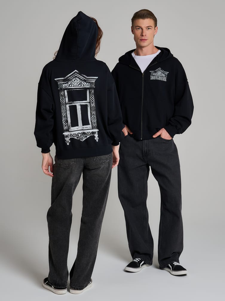 Толстовка оверсайз с капюшоном с принтом Russian Vibes