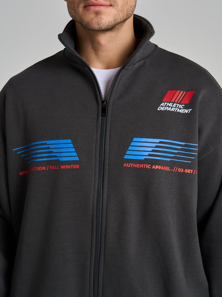 Утепленная толстовка оверсайз с высоким горлом