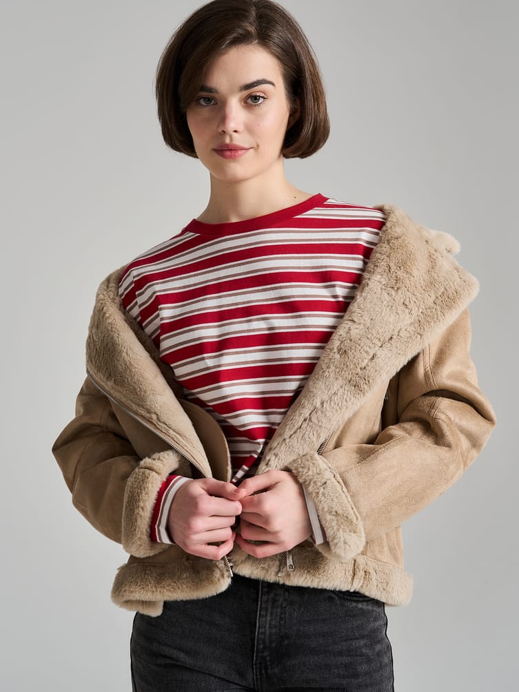 Лонгслив в полоску с длинным рукавом