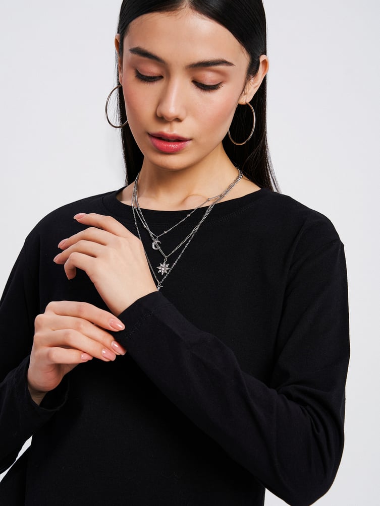 Хлопковый базовый лонгслив с длинным рукавом