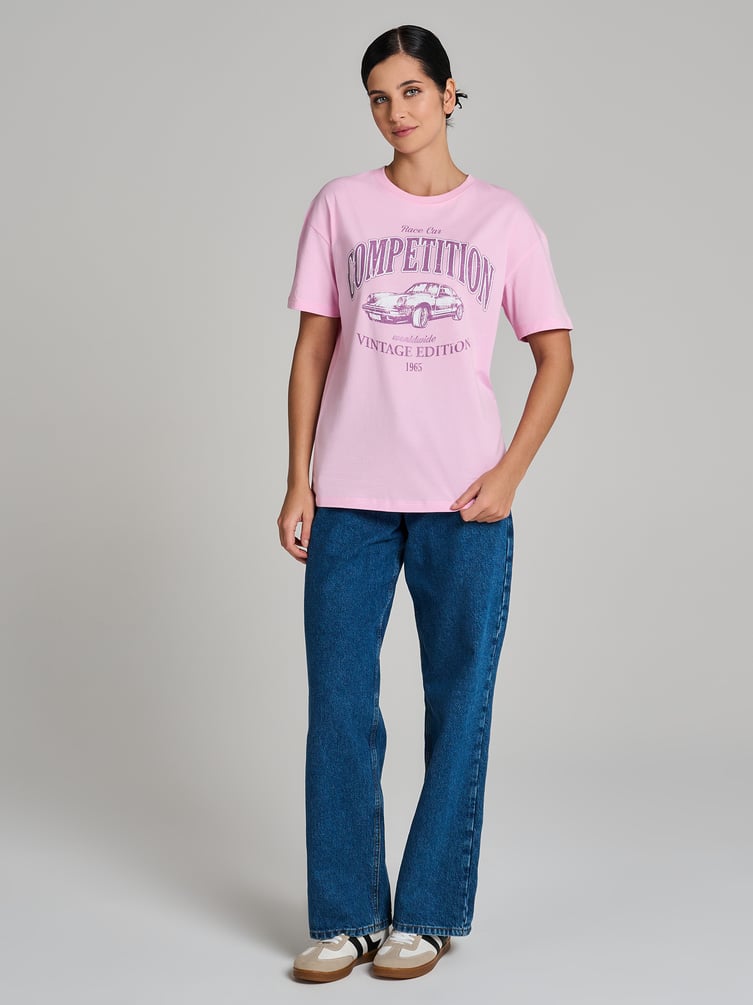 Футболка оверсайз с принтом ретро автомобиля