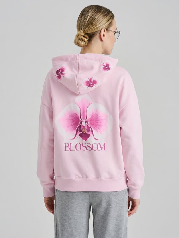 Толстовка на молнии с принтом на спине