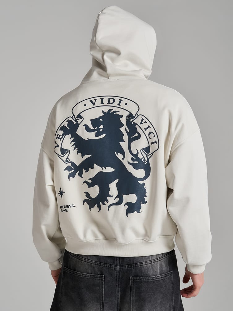 Зип худи с принтом льва на спине