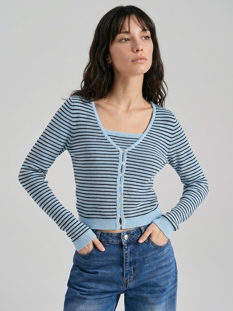 Кардиган полосатый на пуговицах