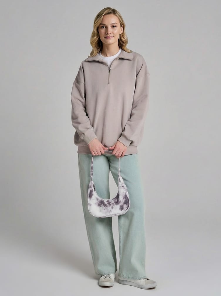 Свитшот без начеса с высоким горлом