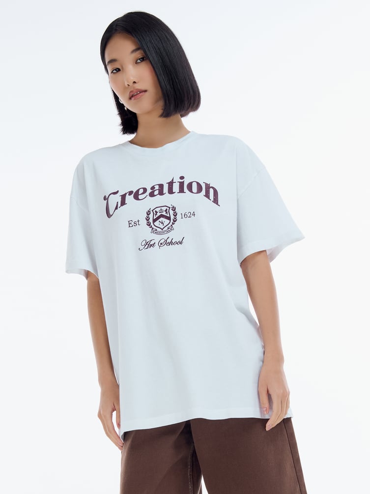 Футболка оверсайз из хлопка с надписью