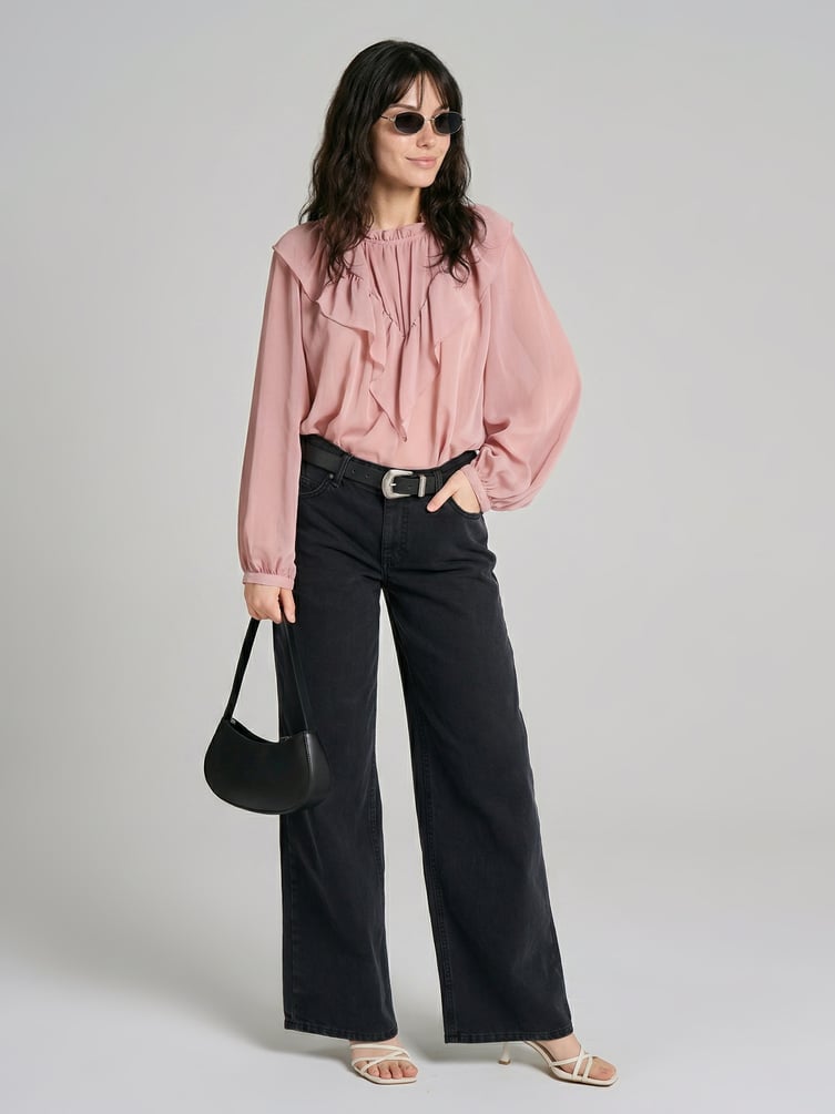 Джинсы багги с вареным эффектом