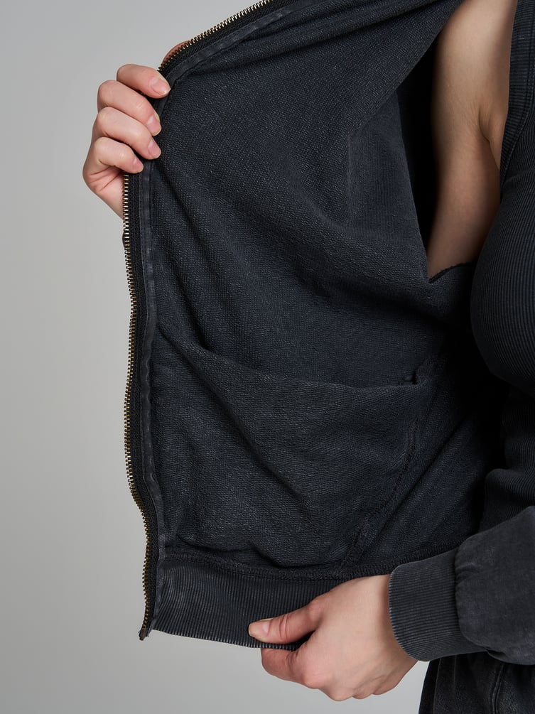 Зип худи оверсайз с вареным эффектом