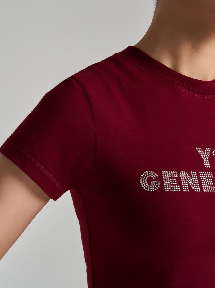 Футболка из хлопка с надписью из страз