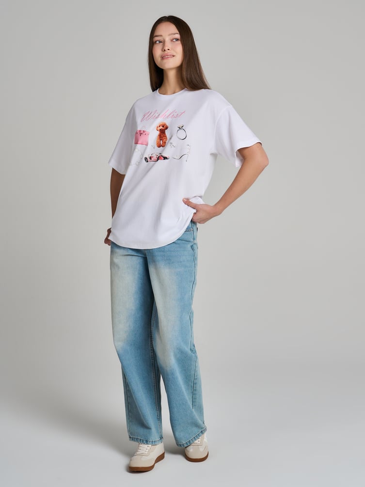 Футболка оверсайз из хлопка с принтом