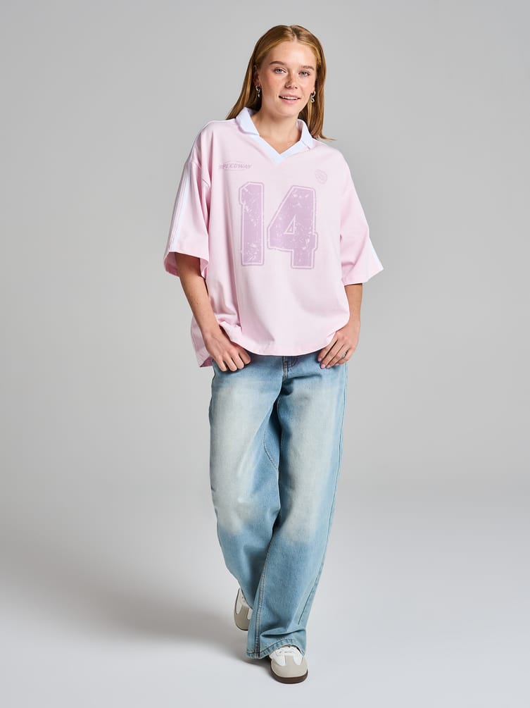 Футболка-поло оверсайз с надписью