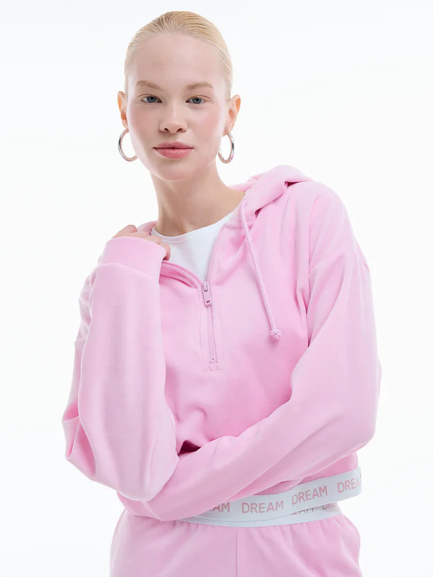 Домашняя велюровая Half zip толстовка