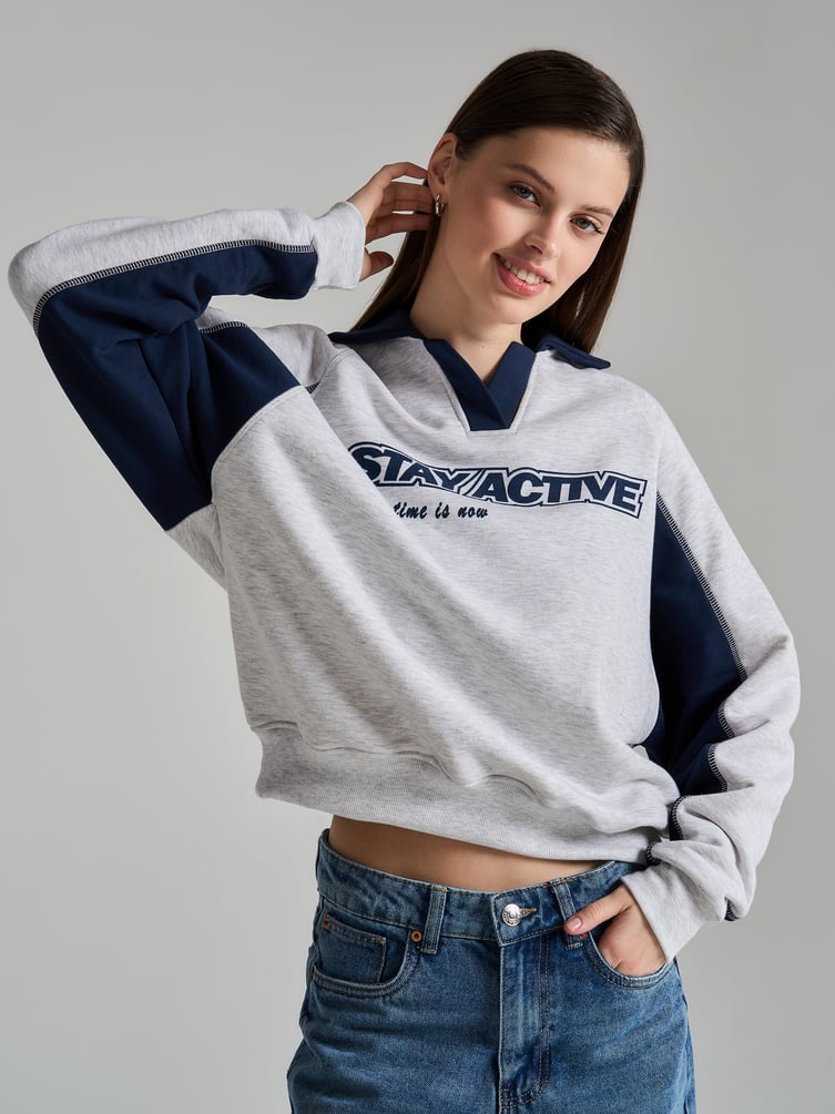 Свитшот поло с надписью Stay Active