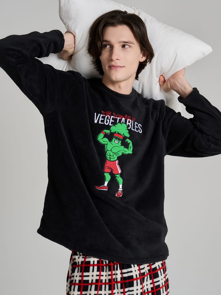 Пижама плюшевая с вышивкой и брюками