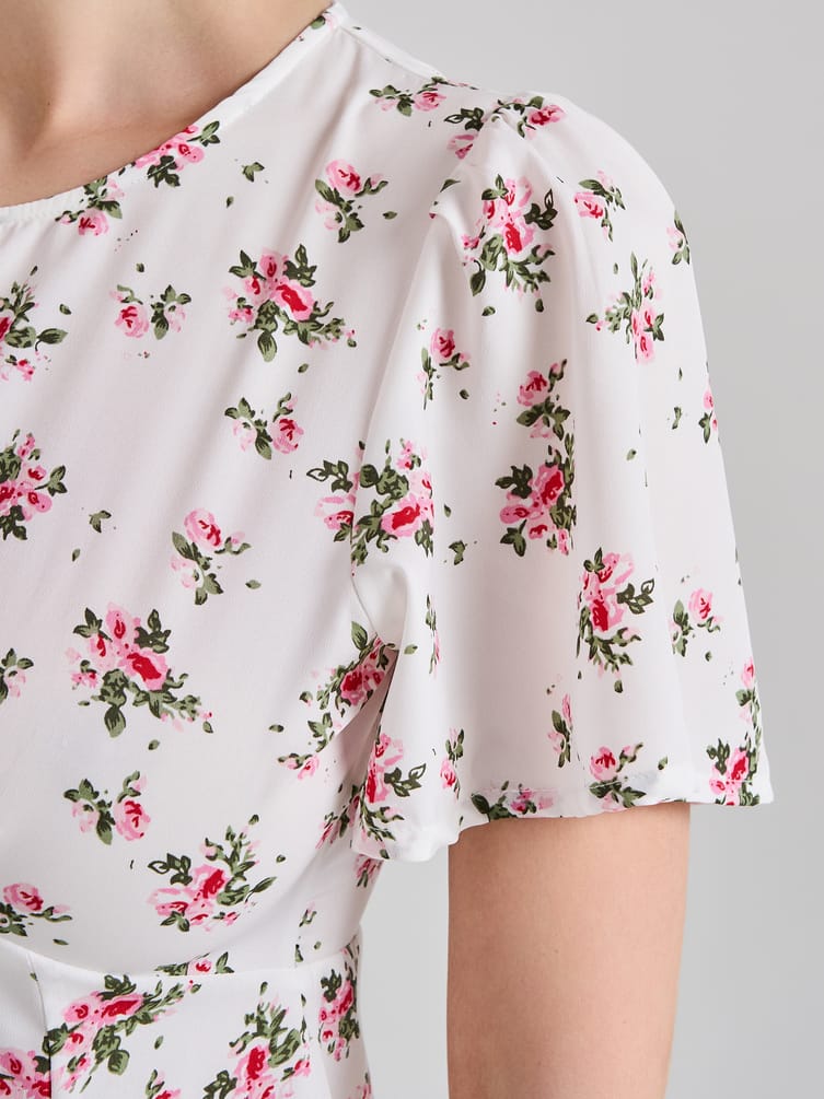 Миди платье крестьянка