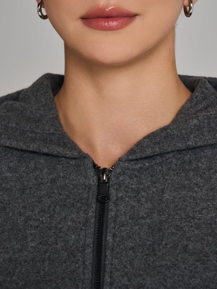 Трикотажное зип худи с начесом