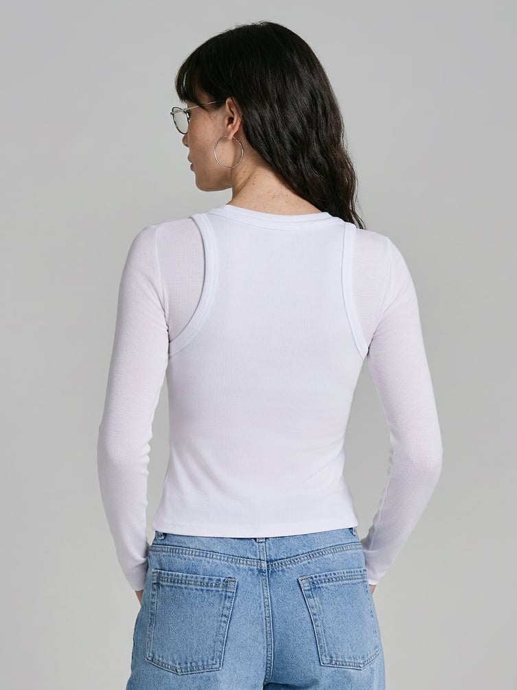 Лонгслив с майкой в рубчик