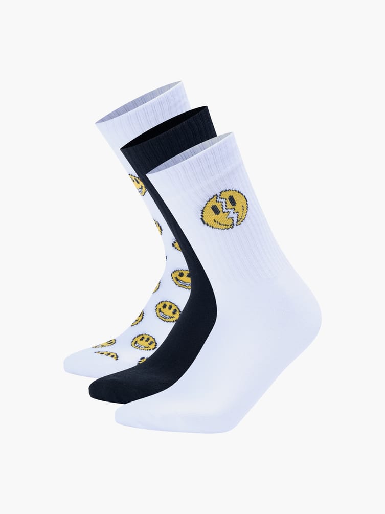 Носки - 3 пары с принтом смайла