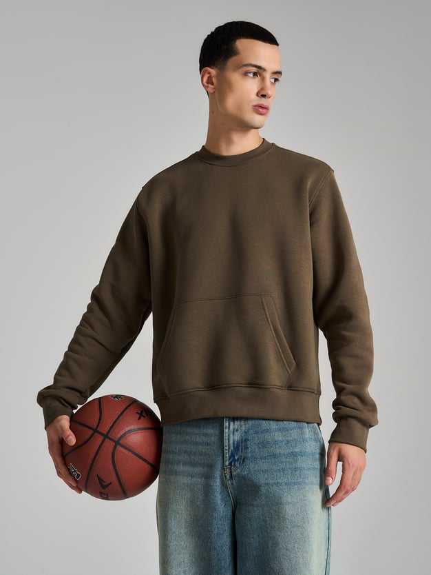 Теплый свитшот с принтом на спине и начесом