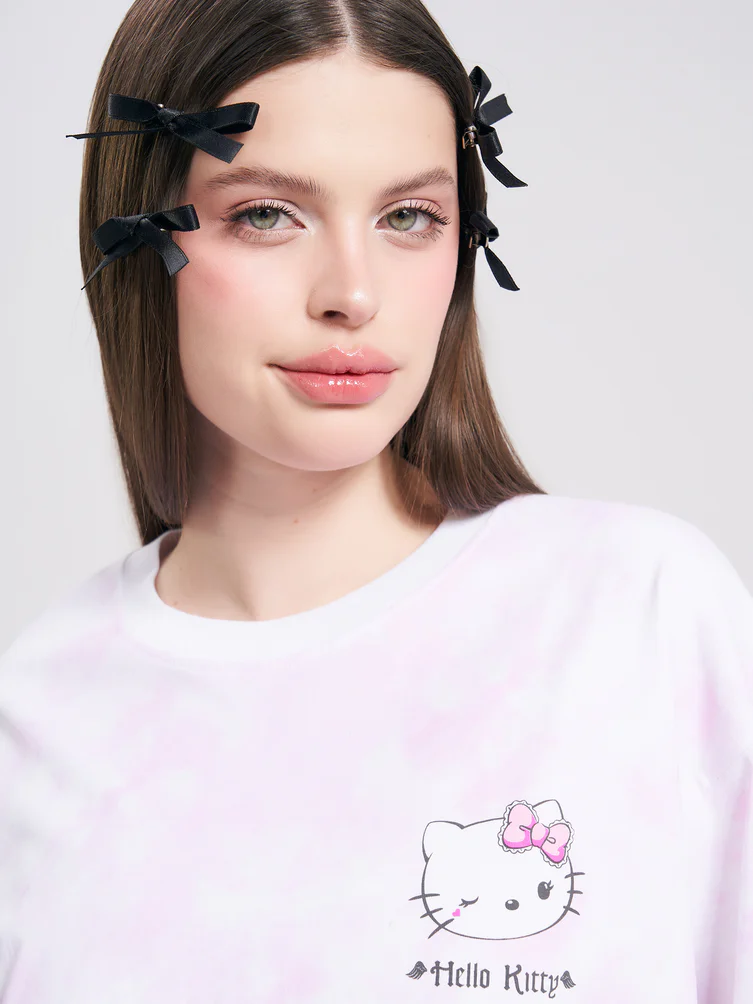 Футболка тай-дай и принтом Hello Kitty