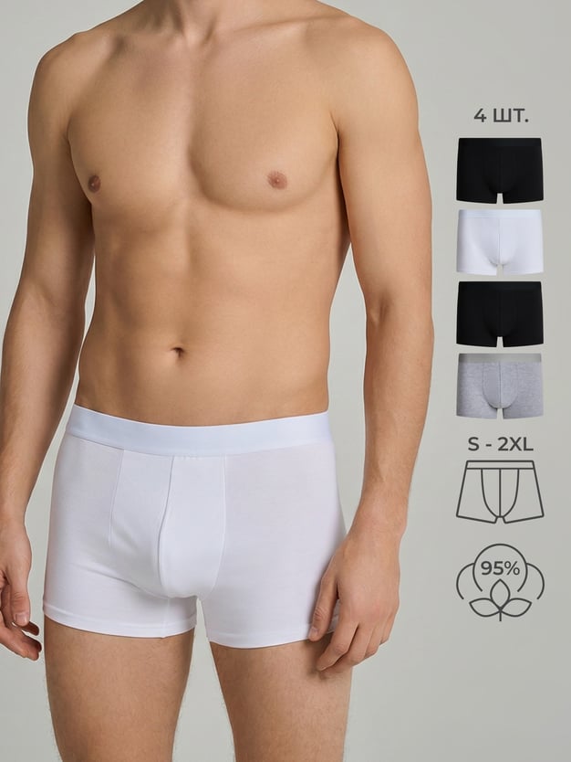 Трусы-боксеры - 4 шт. хлопковые