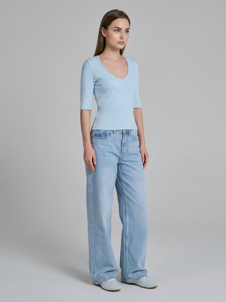 Лонгслив приталенный с рукавами 3/4