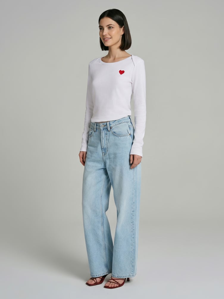 Джинсы багги широкие с вареным эффектом