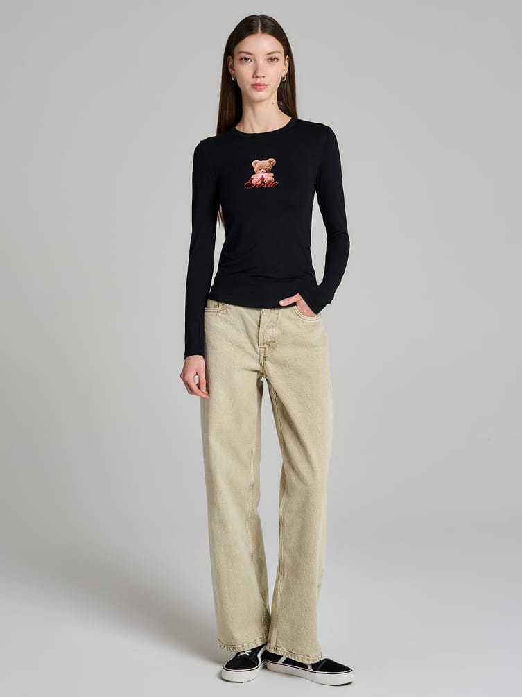 Лонгслив облегающий с принтом