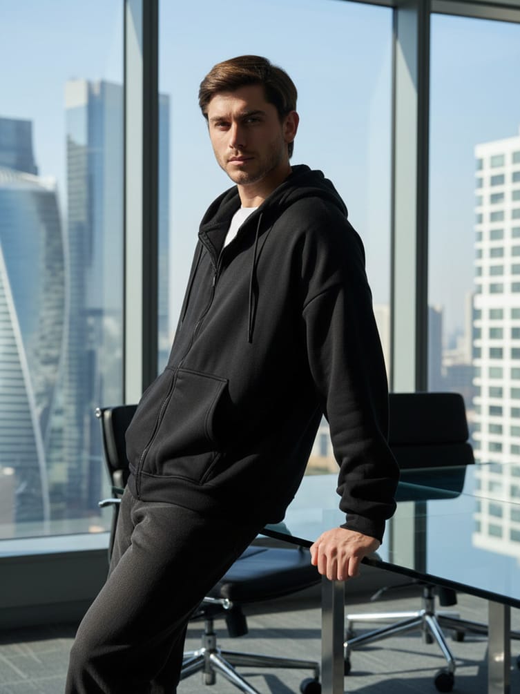 Зип худи оверсайз с флисовой подкладкой