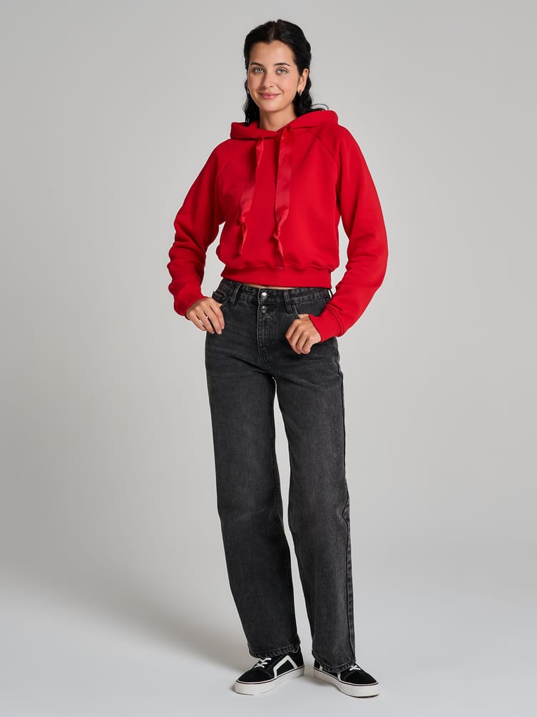 Теплое худи укороченное с начесом