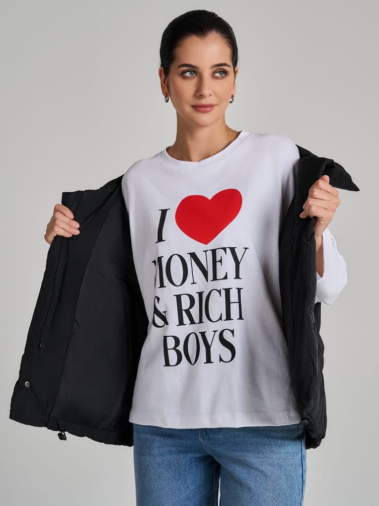 Лонгслив оверсайз хлопковый с надписью