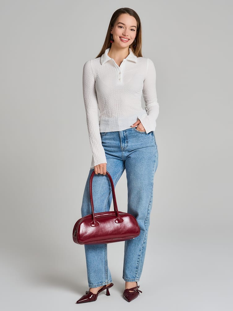 Поло с длинным рукавом их жатого материала