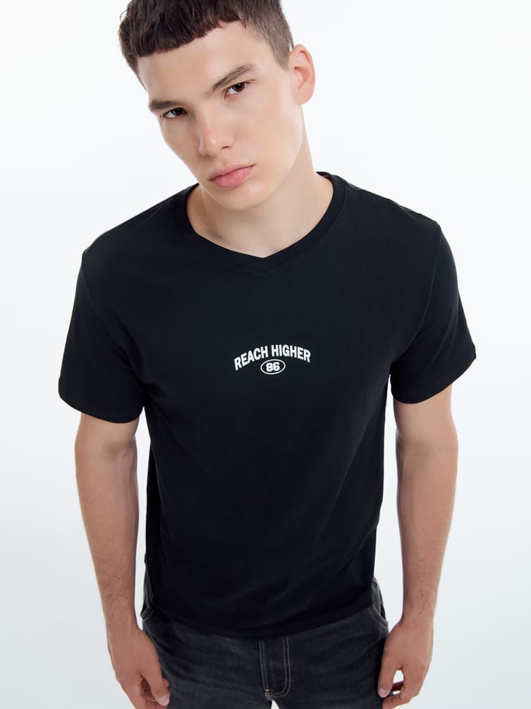 Хлопковая футболка с надписью Reach Higher