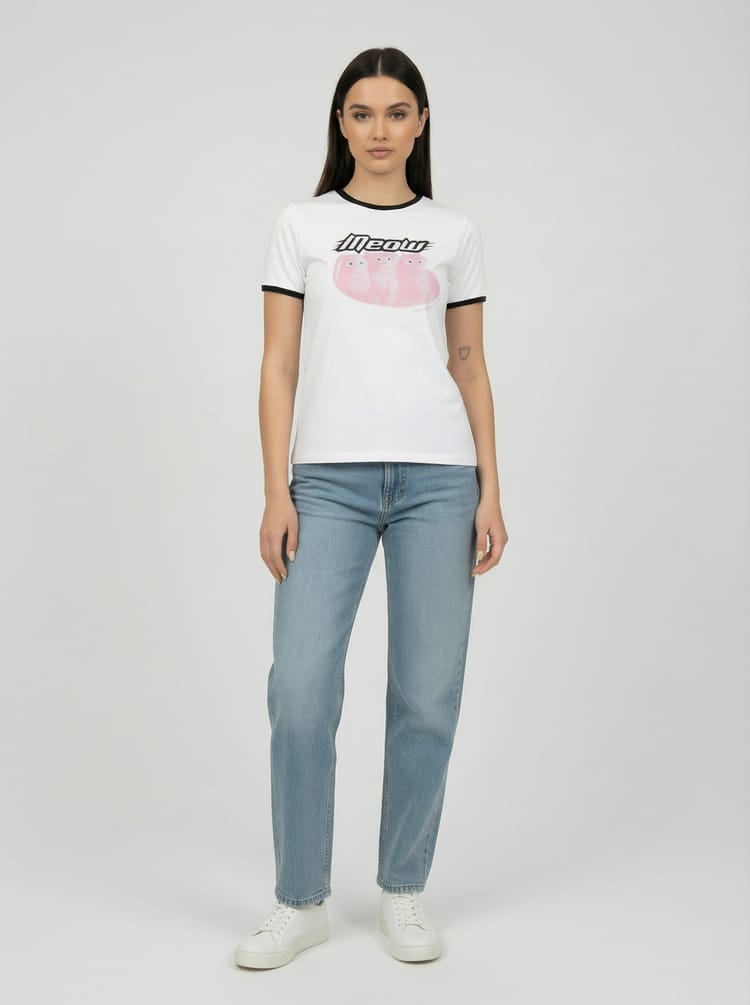 Футболка облегающая с принтом котят