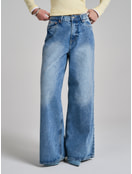 Джинсы широкие на резинке