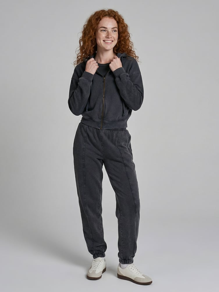 Зип худи оверсайз с вареным эффектом