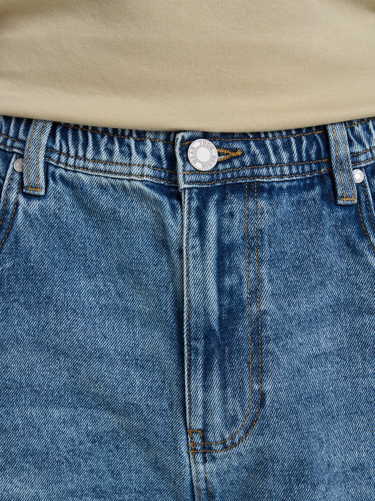 Джинсы багги с вареным эффектом