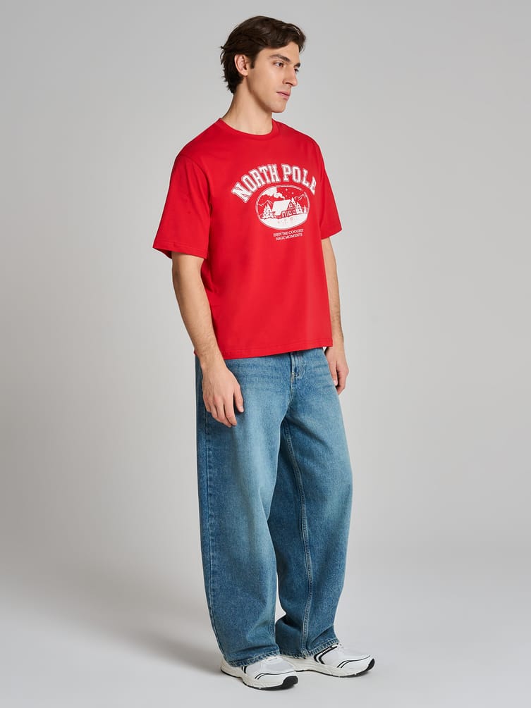 Футболка свободного кроя из хлопка с принтом