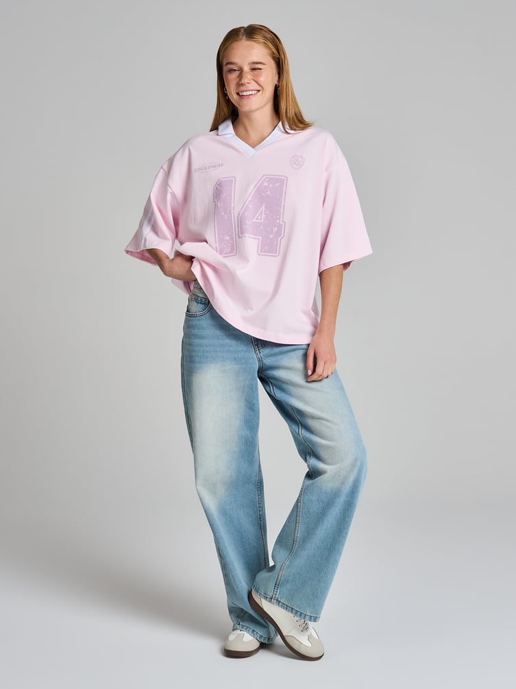 Футболка-поло оверсайз с надписью