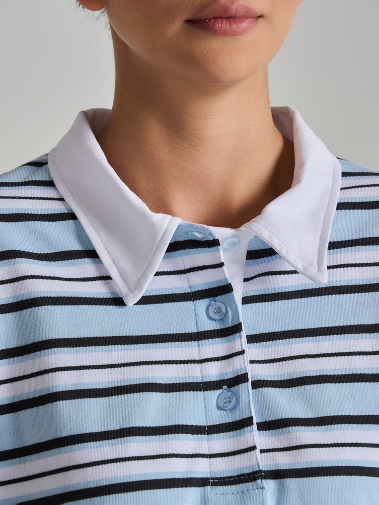 Поло полосатое оверсайз с длинным рукавом